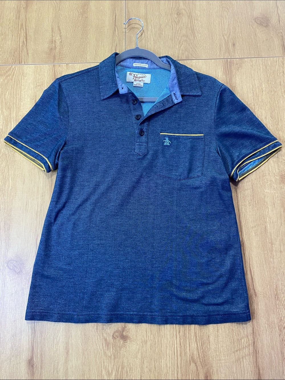 Original Penguin Navy Polo with Yellow Trim
